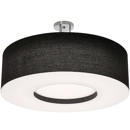 Afx Montclair 30in. Medium Base Semi-Flush Mount, Satin Nickel Finish, Black Shade MCF3044MB-BKSF